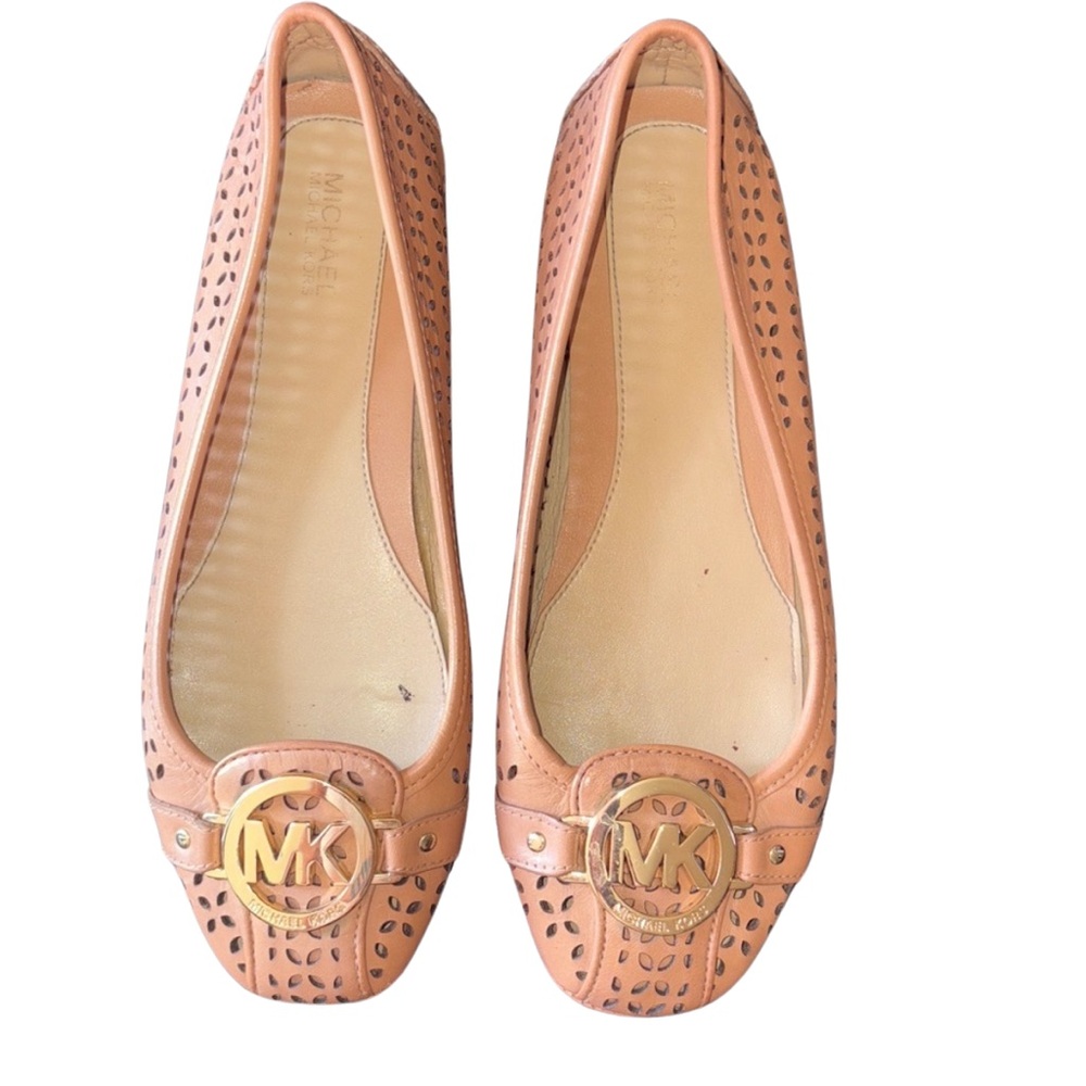 Michael Kors Tan Flats with Gold Logo